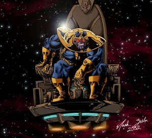 Thanos on his throne.