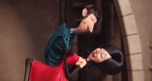 Scarlet with her funny-faced sidekick and husband Herb Overkill