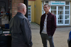 Phil Mitchell is confronted by Steve and Mel's son, Hunter Owen, over his father's death.