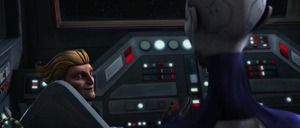 In space, Ventress docked her escape pod to the Consular-class cruiser and climbed aboard where Argyus cockily claimed their plan worked.