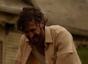 Younger Drayton with a beard in Leatherface.