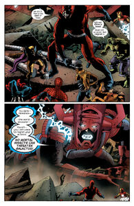 Super-Skrull's corpse seen on the ground.