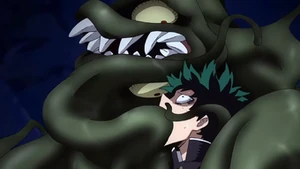The Sludge Villain attempting to take over Midoriya's body.