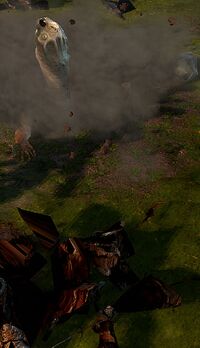 A Wyrm appears from underground, during the siege of Rivendell.