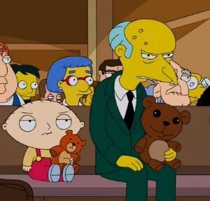 Mr. Burns with Stewie Griffin in "The Simpsons Guy"