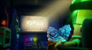 Poopypants turns on the projector of a bloopers comedy for Melvin’s speech.