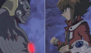 Jaden Yuki fighting against the Zure.
