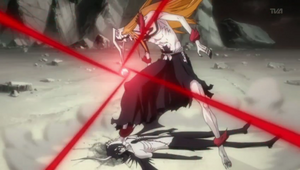 Ulquiorra about to get blasted by Hollow Ichigo.