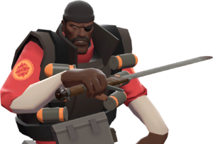 The RED Demoman and Eyelander.