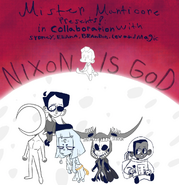 The full endcard art of NIXON IS GOD.