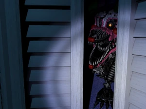 Nightmare Mangle Closet 2.jpg (185 KB) Mangle staring out of the closet.