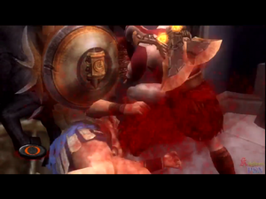 Theseus being killed by Kratos.