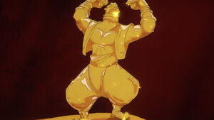 Sa'luk fatally transformed into a golden statue.