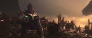 The Time Stone floats into Thanos' hand.