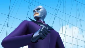 Hawk Moth shocked at being trapped by Ladybug's yo-yo string.