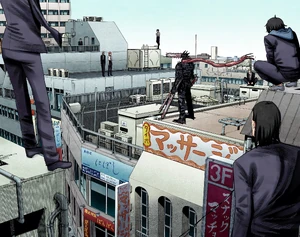 Hybrids rooftop.png (9.82 MB) The Chainsaw Man meets the Horrifying Weapon Humans.