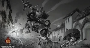 Chakal terrorizing in a conceptual art