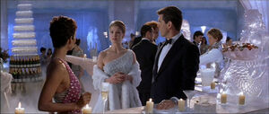 Miranda meeting with Bond and Jinx at the party in the Ice Palace.