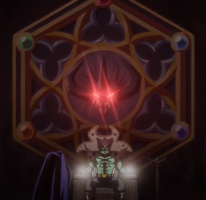 Vearn speaking to Hadlar through his emblem.