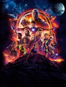 Thanos on the theatrical release poster of Infinity War poster.