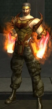 David Odysseus Hill, wearing the Fists of Vulcan.