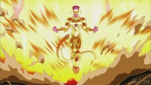 Frieza showing off his new refined Golden form dubbed True Golden Frieza.