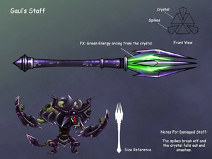 Concept art of Gaul with his staff.
