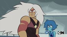 Jasper demanding Steven to stay out of her conversation.