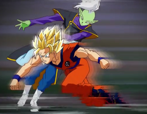 Zamasu sparring with Goku