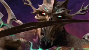 Super Shredder prepares to kill Leonardo.