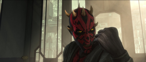 Darth Maul challenges Vizsla to a duel for Death Watch's leadership, which Vizsla is honor-bound to accept.