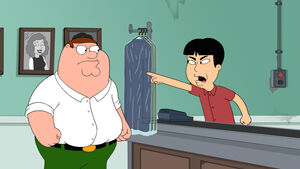 Mr. Washee Washee banning Peter from his laundromat
