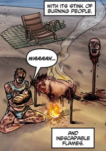 Greg's remains after he's cooked by The Twins.