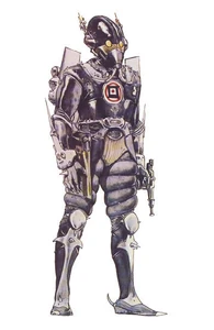 Concept art for an Sardaukar enforcer by Moebius.