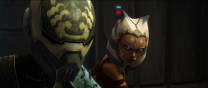 Tano tells the clone troops that they are not going to hurt any of them and looks to Ventress.