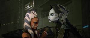 Ventress tells Tano that if the tide turns against her, she won't forget the bounty that's on her head.