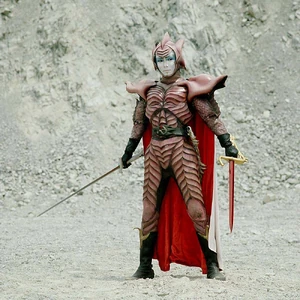 Bilgenia wielding the Satan Saber with his own sword.