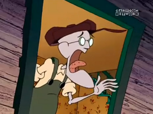 Eustace screaming in fear.