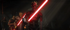 Maul enters Hondo's base with Savage and Jiro.