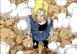 Android 18 fights Vegeta