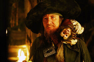 Captain Barbossa with Jack the Monkey