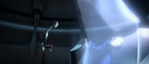 Tyranus was later contacted again by Nala Se, and she informs the mysterious man that a renegade clone, ARC trooper CT-5555, has stolen the inhibitor chip sample.