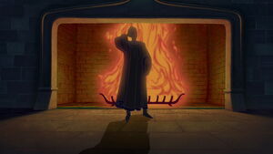 (Guard: Minister Frollo, the gypsy has escaped.) "What?" (Guard: She's nowhere in the cathedral. She's gone.)