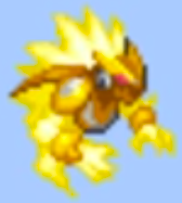 A yellow Omega-Xis Copy in game appearance.