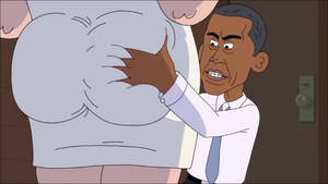 Obama sexualling harassing Connie's rear end.