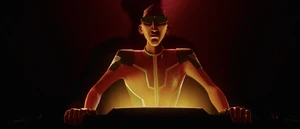 Dr. Onda furiously ordering Mecha Gigantron to kill both Ultramen (Ken and Professor Sato).