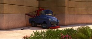 Ivan being left in a corner while Mater disguises as him sneak into the Lemons' meeting.