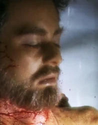 Closeup on Juan's face in Dexter's dream.