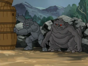 Mogorb with Thog causing trouble for children