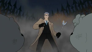 Trout is cornered by the bears, showing that he is a coward who is afraid of what is different.